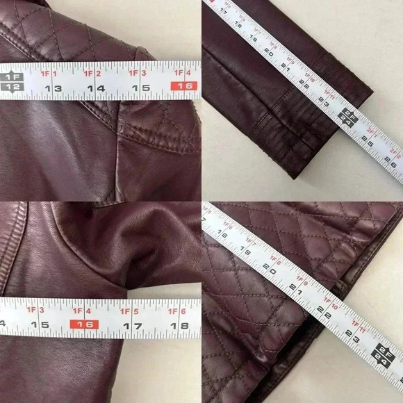 Ricki’s Faux Leather Jacket Moto Biker Vegan Burgundy Oxblood Plum Maroon Size 4 - Picture 10 of 15